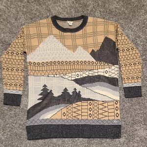 Woolrich Men's Geometric Mountain Sweater - Tan and Gray